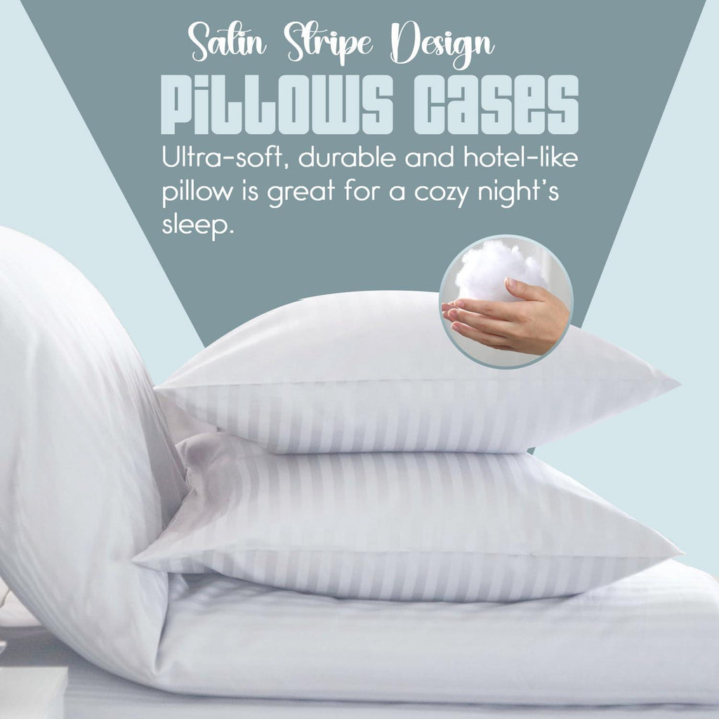 Satin Stripe Pillowcases Pack of 4 – Brushed Microfibre, 50 x 75cm – image 3
