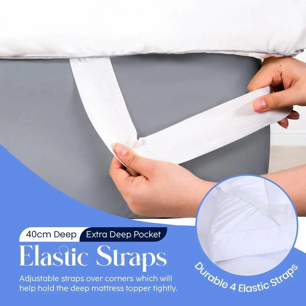 10cm Thick Mattress Topper – 1000gsm Fill, White or Grey – image 2