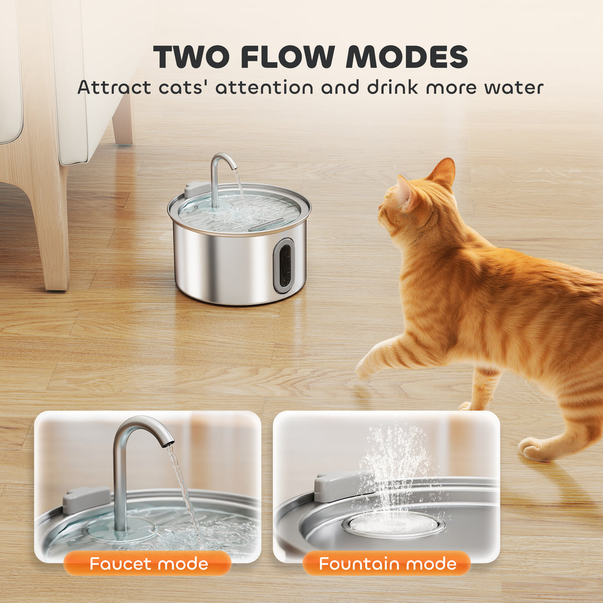 2.5L Stainless Steel Cat Water Fountain – image 10