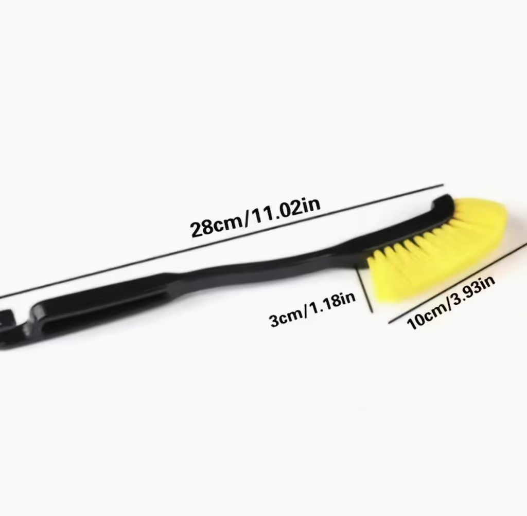 1pc Multi-Use Car Wheel Brush – Yellow Bristle Detailing Brush with Black Ergonomic Handle