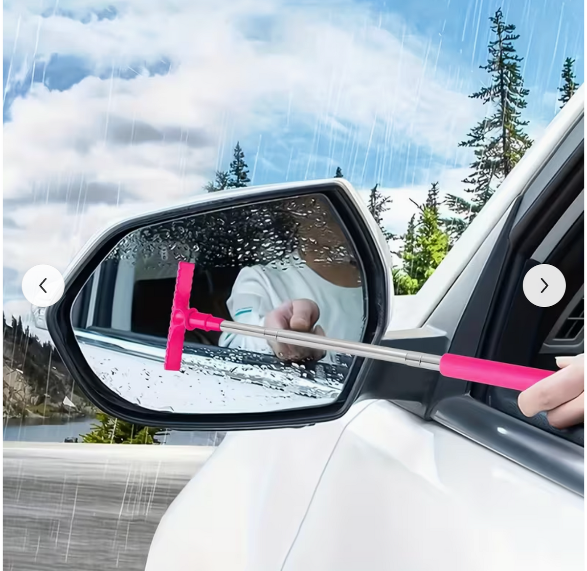1pc Portable Water Scraper for Rearview Mirror – Sponge Cleaner with Extendable Window Cleaning Brush