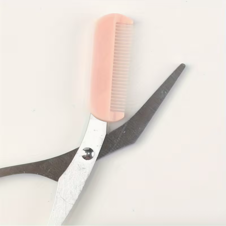 Eyebrow Trimmer with Built-In Comb – Stainless Steel Precision Grooming Scissors