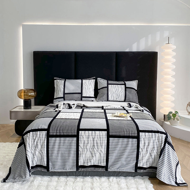 Plush Striped Flannel Throw Blanket – Soft Warm Sofa & Bed Throw – image 5