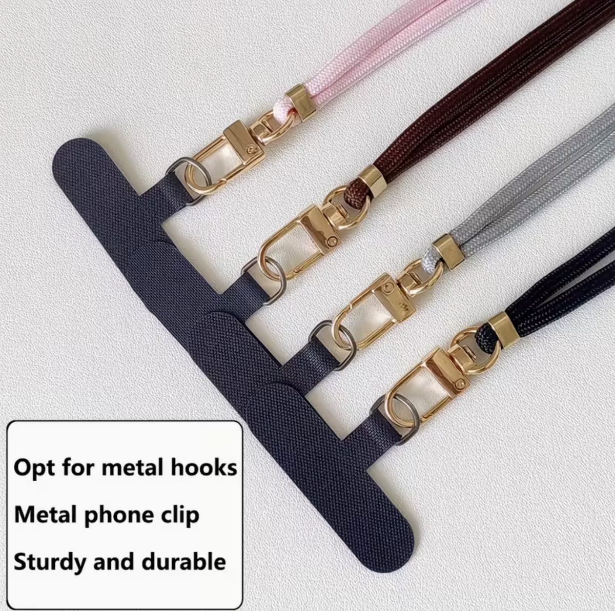 Adjustable Phone Strap – Crossbody Lanyard with Gold-Tone Buckle