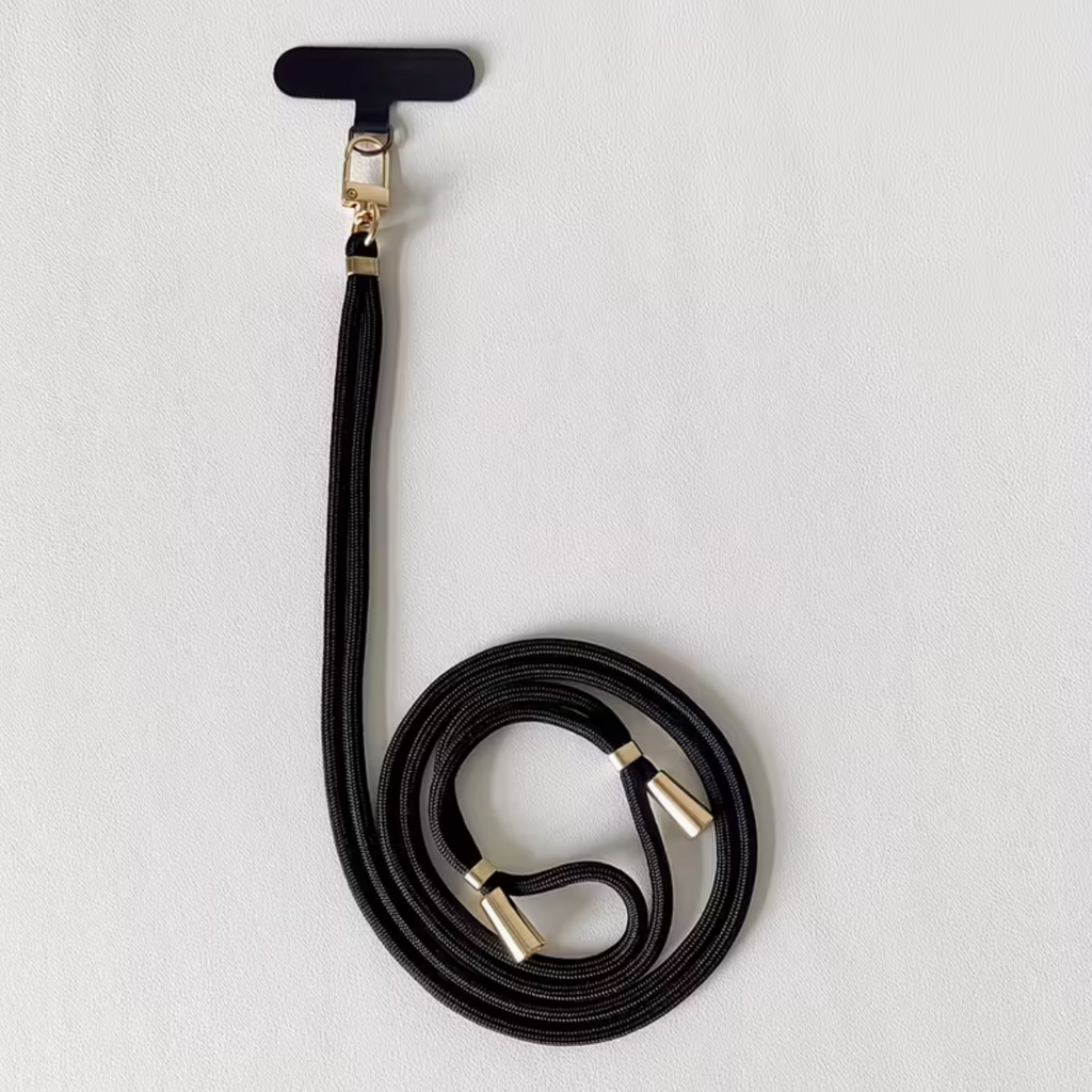 Adjustable Phone Strap – Crossbody Lanyard with Gold-Tone Buckle