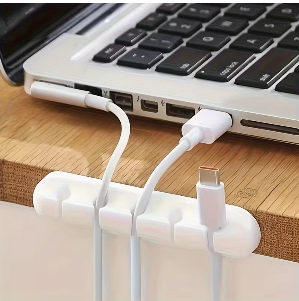 Cable Organiser Box – 5 Slot Desk Cable Tidy with Clips