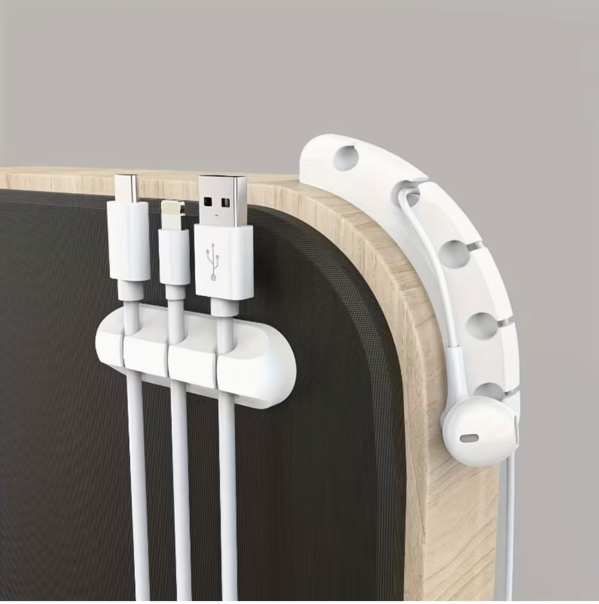 Cable Organiser Box – 5 Slot Desk Cable Tidy with Clips