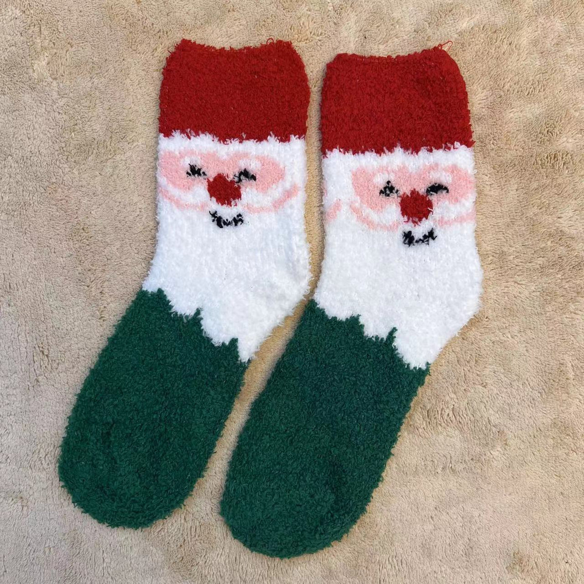 Christmas Slipper Socks with Grip Sole – Fluffy Plush Bed Socks