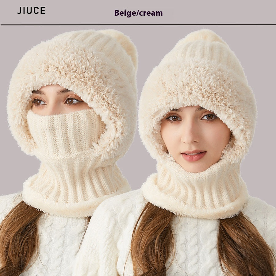 High Elastic Solid Color Knitted Hat Scarf Mask – image 5