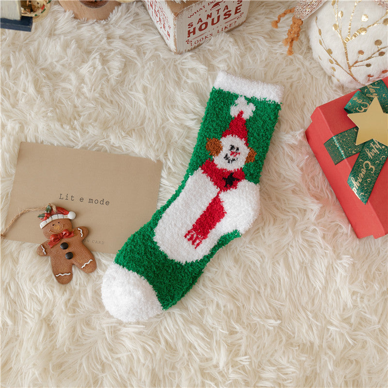 Christmas Slipper Socks with Grip Sole – Fluffy Plush Bed Socks