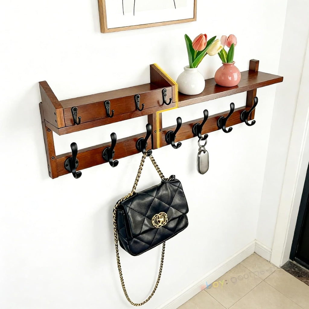 Coat Hooks Wall Mounted With Shelf Key Holder Mail – image 7