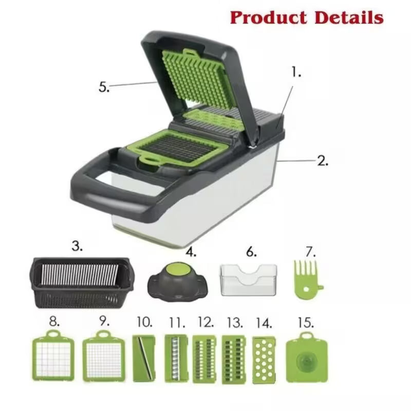 15-in-1 Vegetable Chopper – Slicer, Dicer & Peeler Set