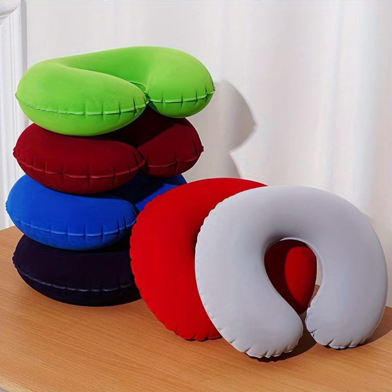 Inflatable Travel Neck Pillow – U-Shaped Foldable, Assorted Colours