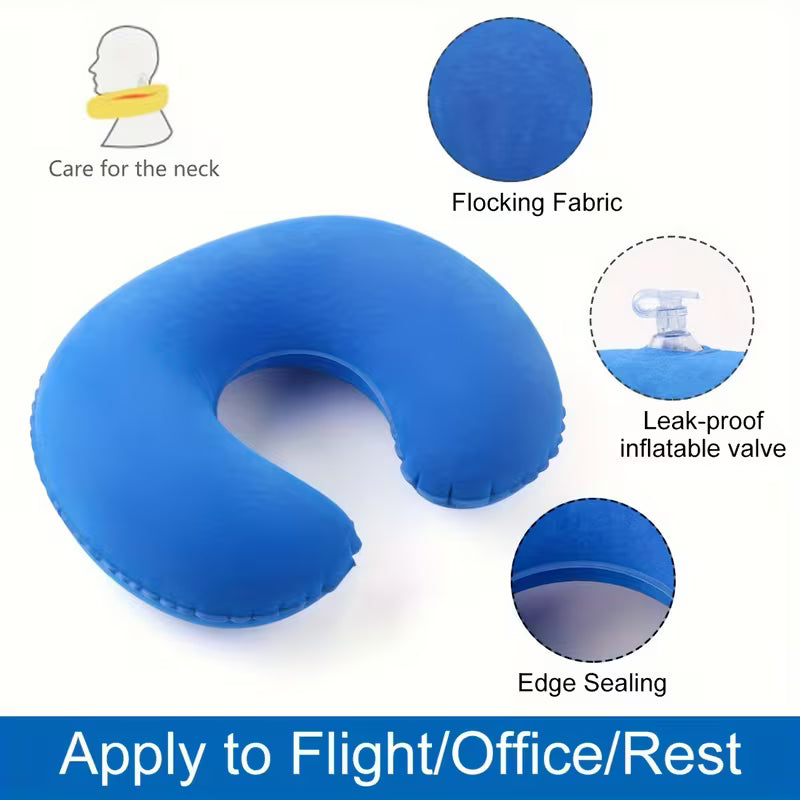 Inflatable Travel Neck Pillow – U-Shaped Foldable, Assorted Colours