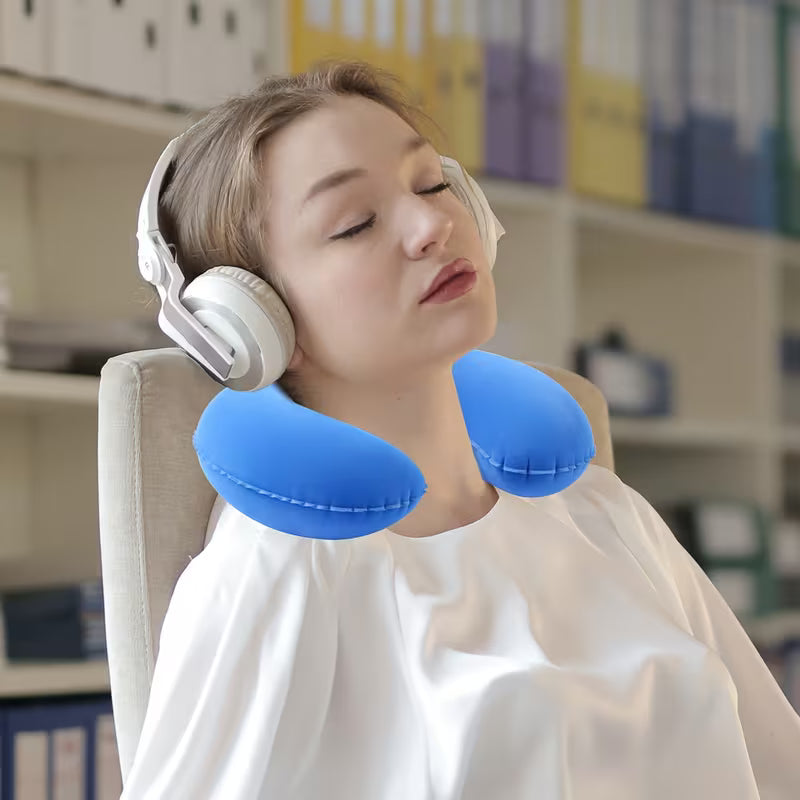 Inflatable Travel Neck Pillow – U-Shaped Foldable, Assorted Colours