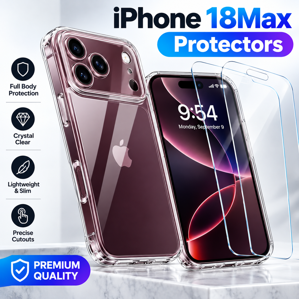 Tempered Glass Screen Protector for iPhone 18 Pro / 18 Pro Max