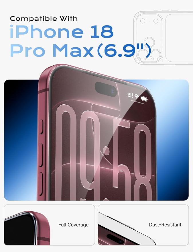 Tempered Glass Screen Protector for iPhone 18 Pro / 18 Pro Max