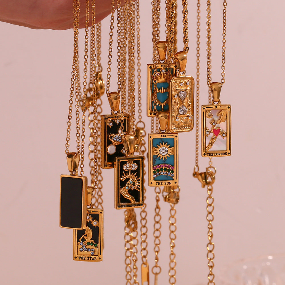 Fashion Tarot Necklace With Rhinestones Diamond Set – image 5