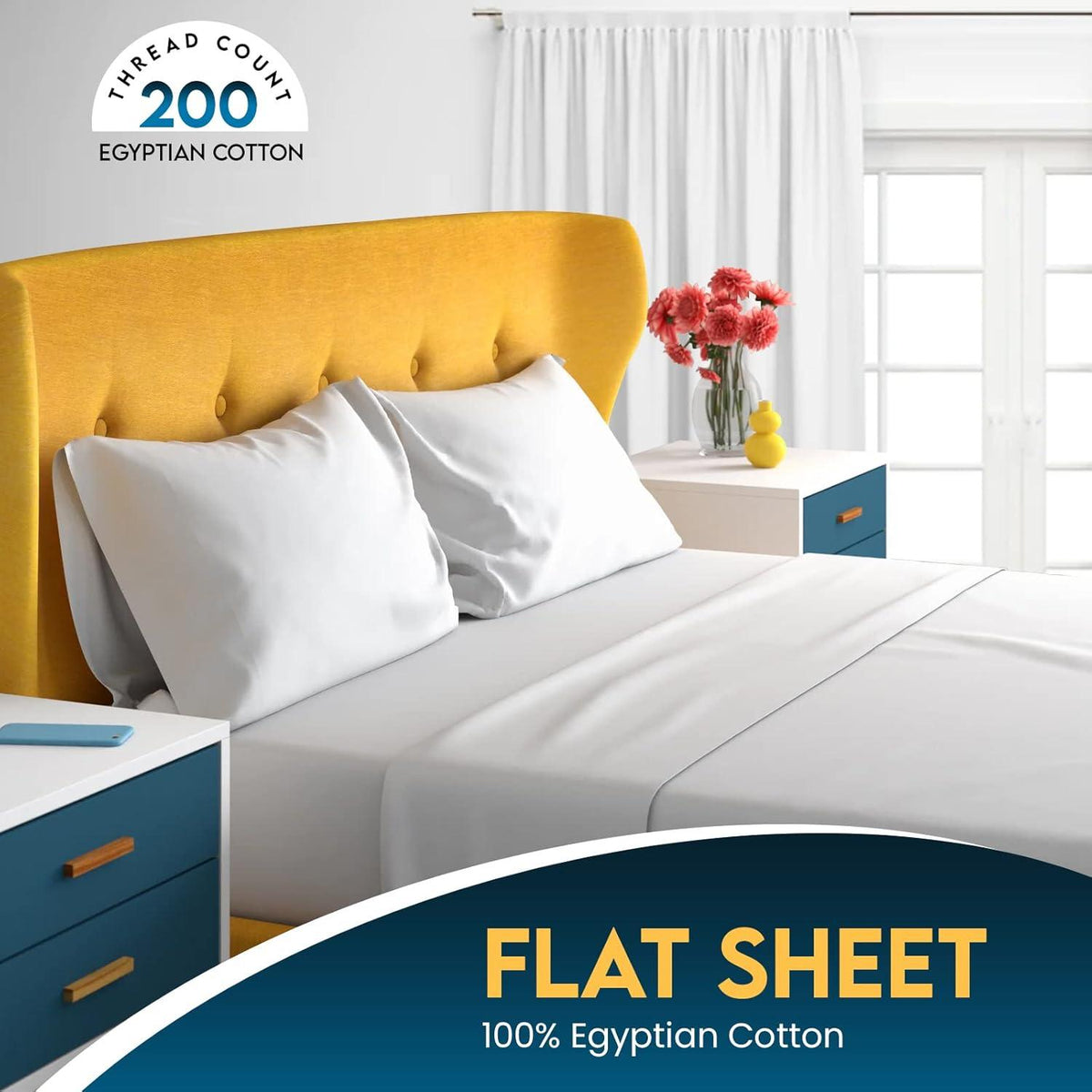 Flat Sheet – T200 Percale, Single to Super King – image 2