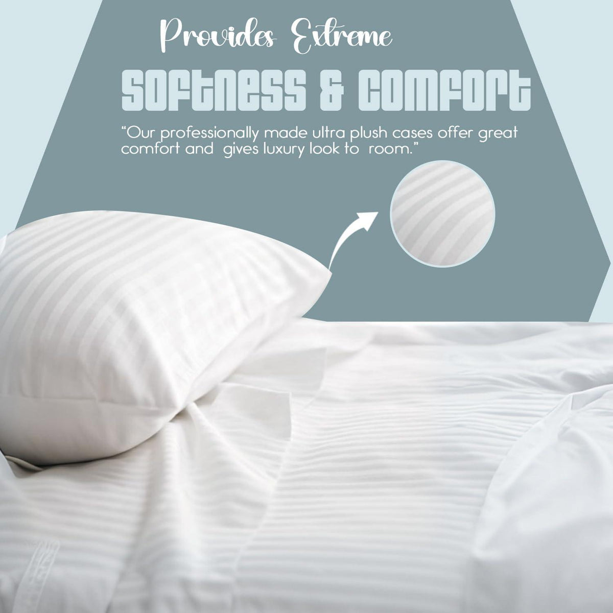 Satin Stripe Pillowcases Pack of 4 – Brushed Microfibre, 50 x 75cm – image 4