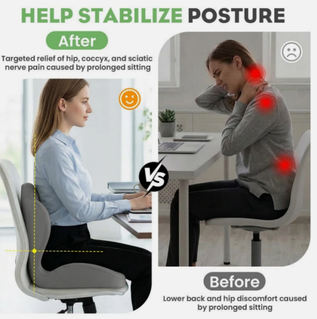 2-in-1 Ergonomic Back and Seat Cushion with Lumbar – image 3