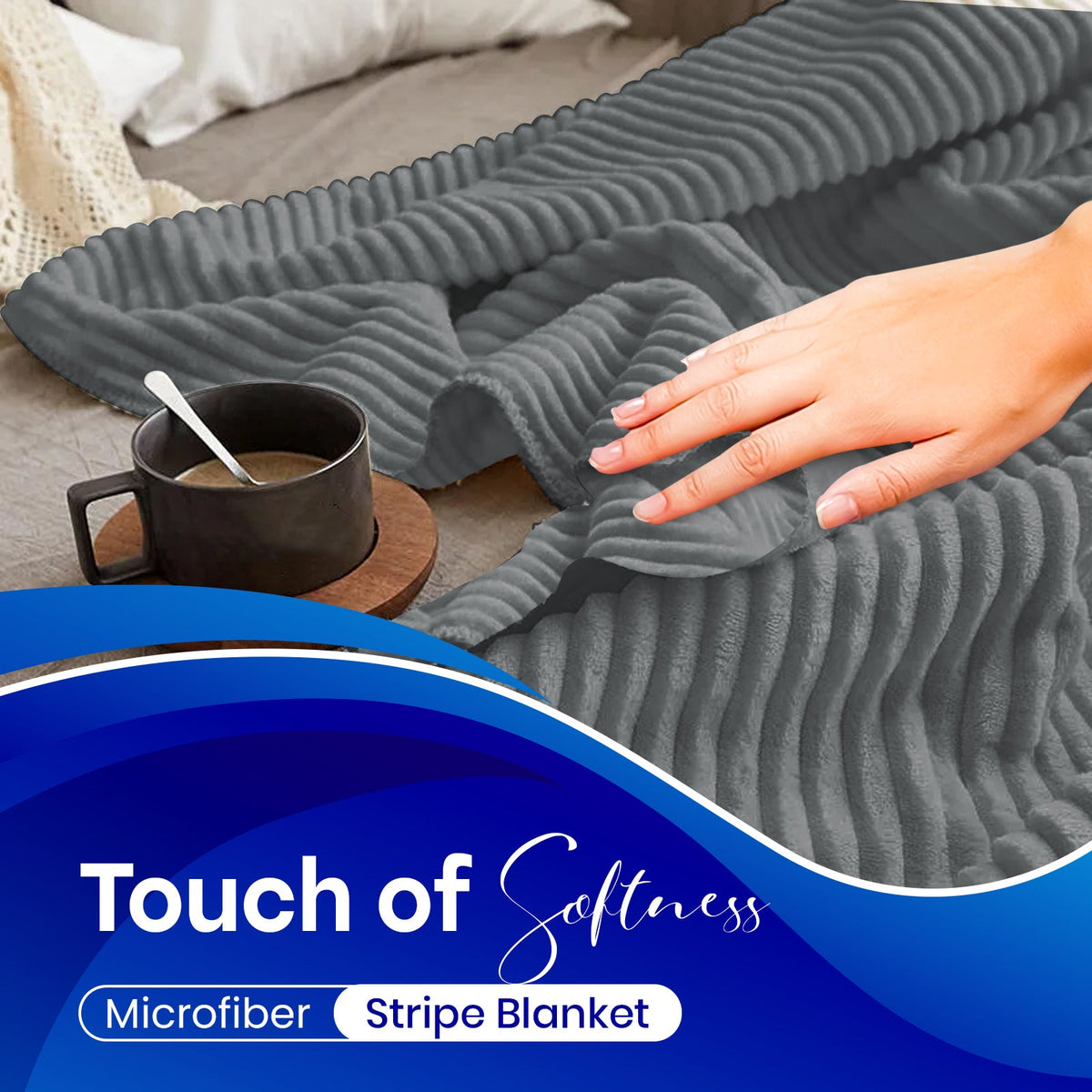 Striped Fleece Throw Blanket – image 6