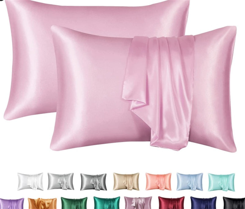 Silk-Style Solid Colour Satin Pillowcase – image 5