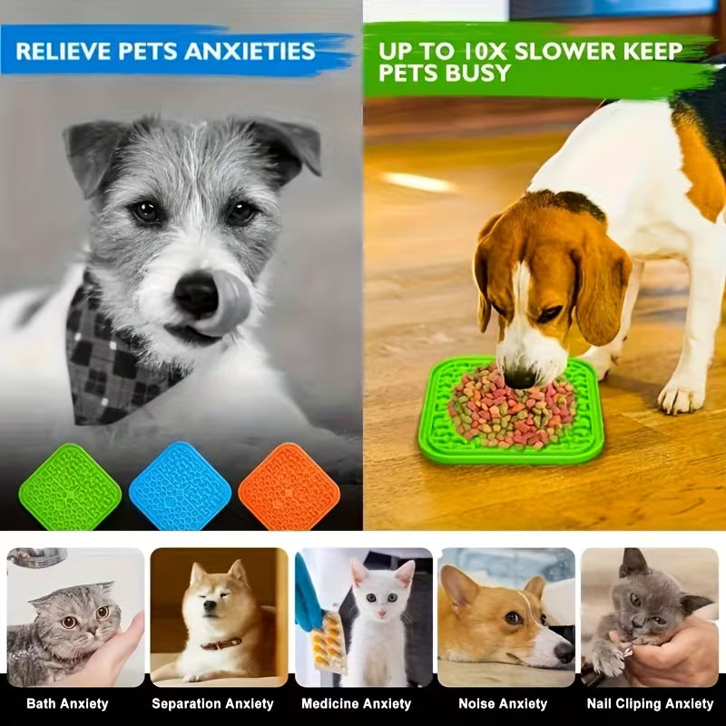 Pet Licking Mat – Pack of 3 Slow Feeder Mats for Dogs & Cats