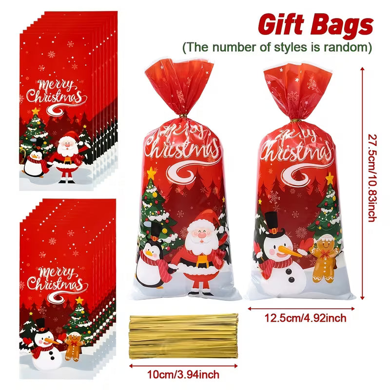 Red Christmas Gift Bags – Pack of 5, Assorted Designs