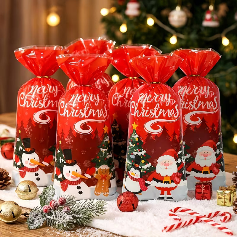 Red Christmas Gift Bags – Pack of 5, Assorted Designs