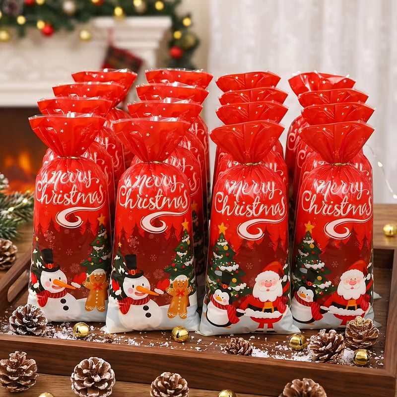 Red Christmas Gift Bags – Pack of 5, Assorted Designs