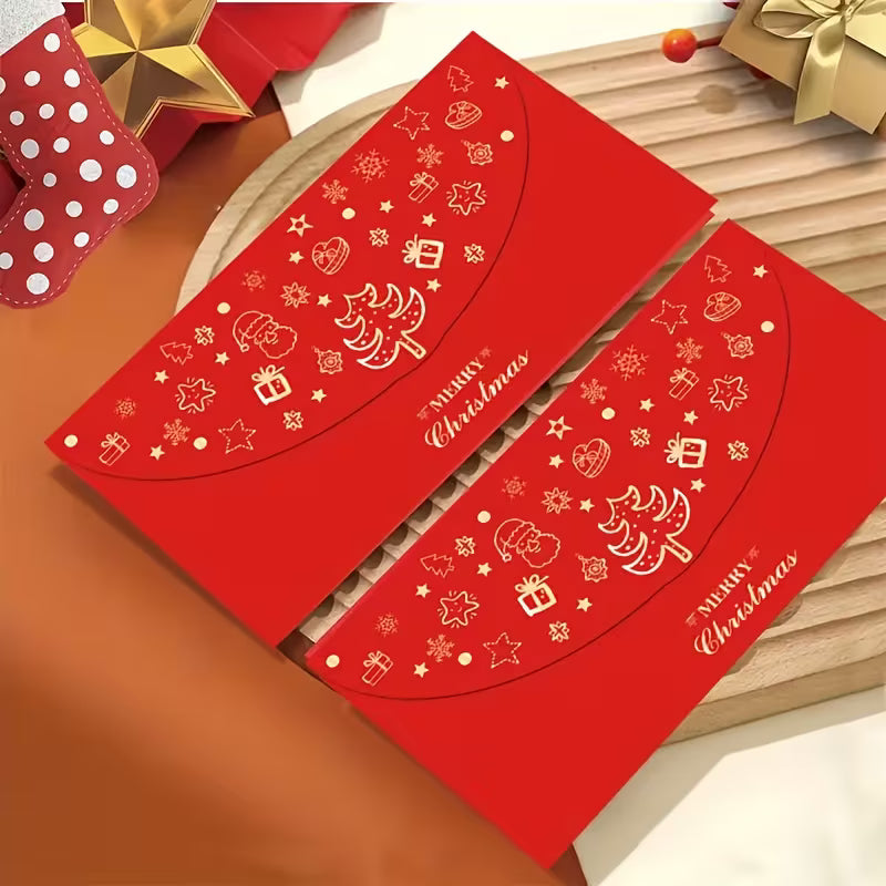 Red Christmas Gift Envelopes – Pack of 2, Gold Foil, Self-Seal