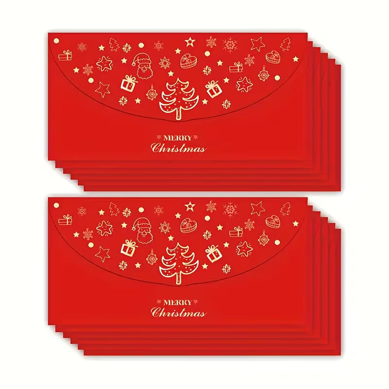 Red Christmas Gift Envelopes – Pack of 2, Gold Foil, Self-Seal