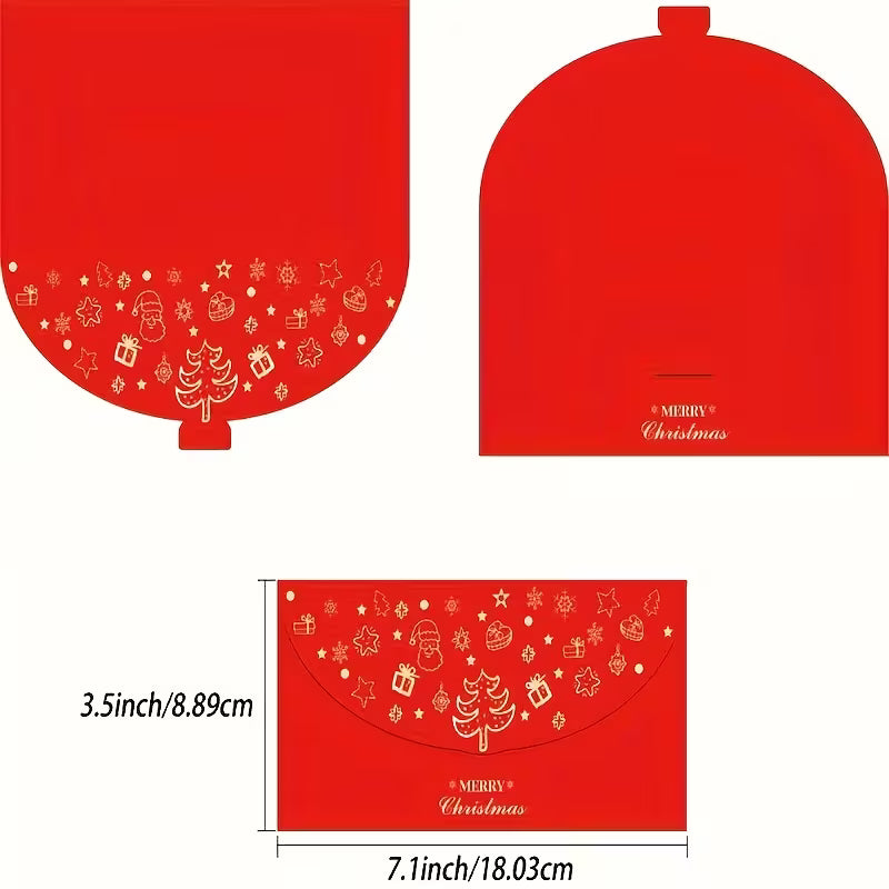 Red Christmas Gift Envelopes – Pack of 2, Gold Foil, Self-Seal