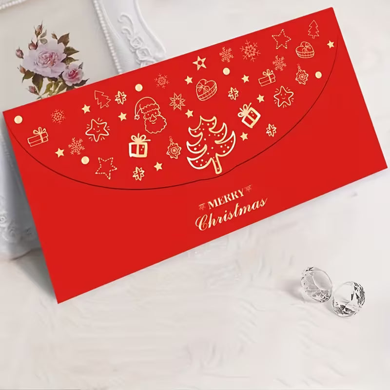 Red Christmas Gift Envelopes – Pack of 2, Gold Foil, Self-Seal