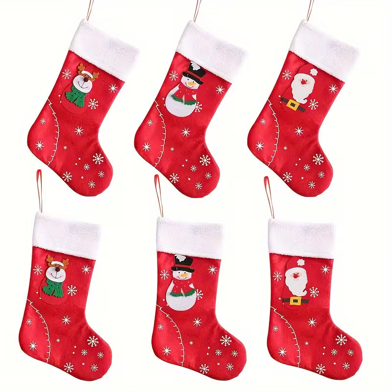 Christmas Stockings Pair – Santa, Snowman & Reindeer Designs