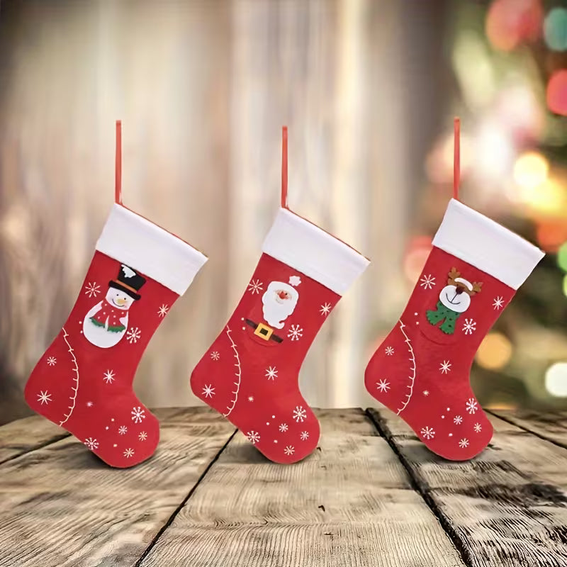 Christmas Stockings Pair – Santa, Snowman & Reindeer Designs