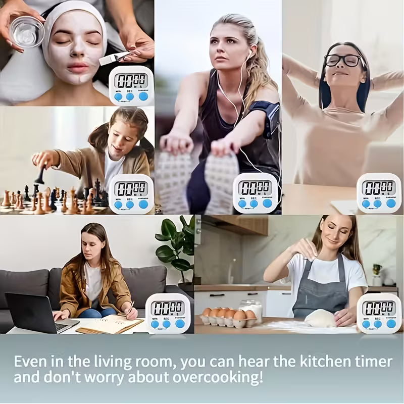 Digital Kitchen Timer with Large LCD Display, Loud Alarm and Magnetic/Stand Mount , Random Color