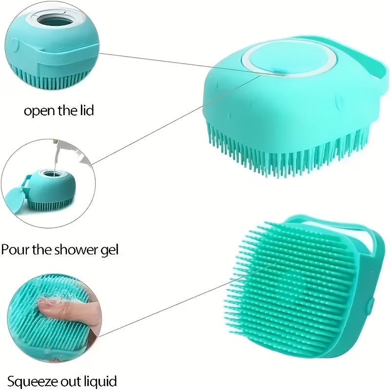 Pet Bath Brush – Shampoo Dispensing Dog & Cat Grooming Brush