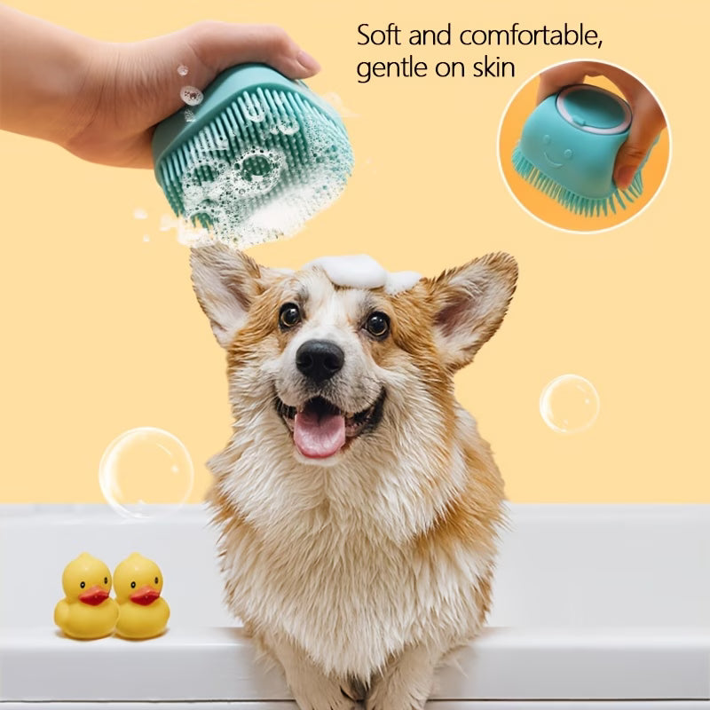 Pet Bath Brush – Shampoo Dispensing Dog & Cat Grooming Brush