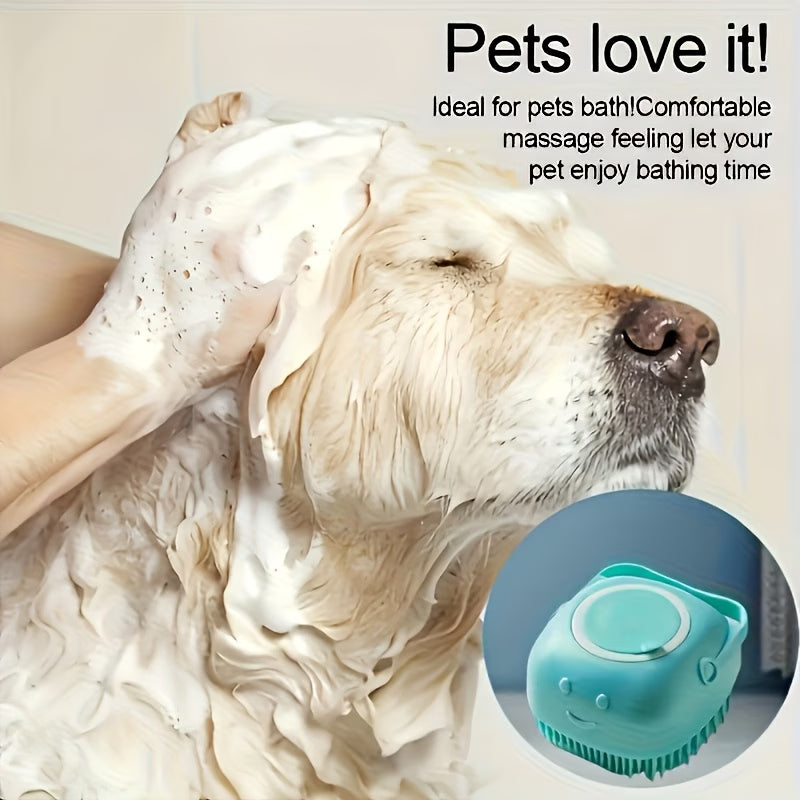 Pet Bath Brush – Shampoo Dispensing Dog & Cat Grooming Brush