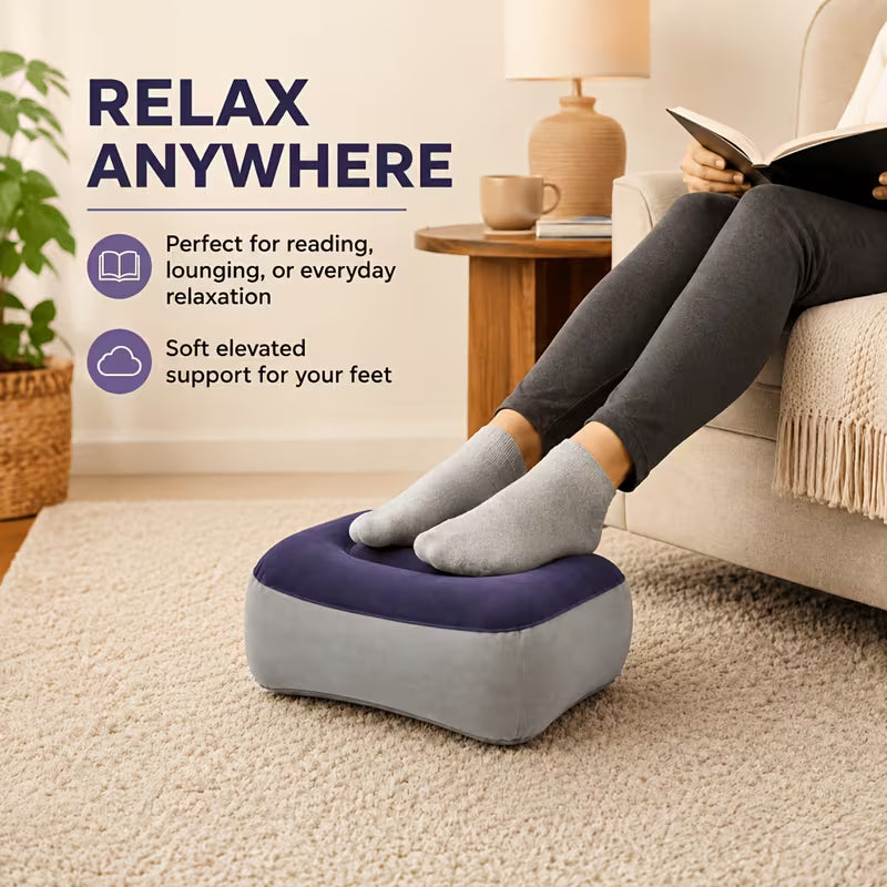 Inflatable Foot Rest – Adjustable Travel Footstool for Home & Office