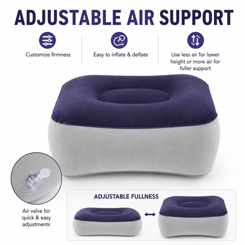 Inflatable Foot Rest – Adjustable Travel Footstool for Home & Office