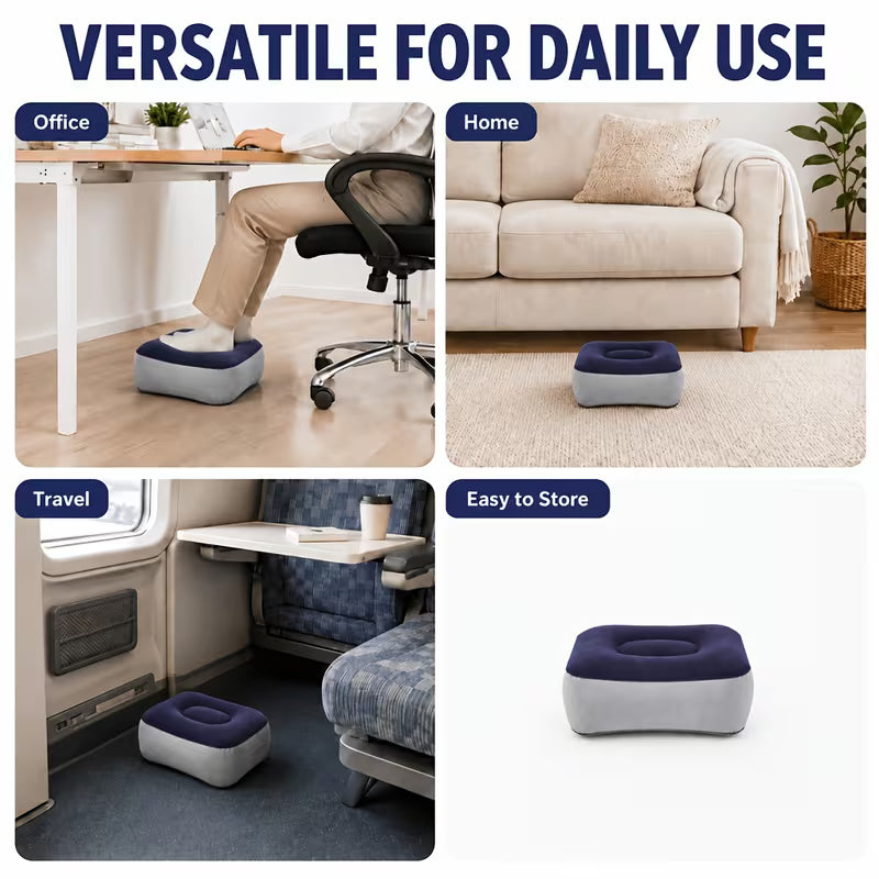 Inflatable Foot Rest – Adjustable Travel Footstool for Home & Office