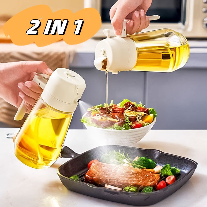 470ml 2-in-1 Glass Olive Oil Sprayer & Dispenser for Cooking & Air Fryer