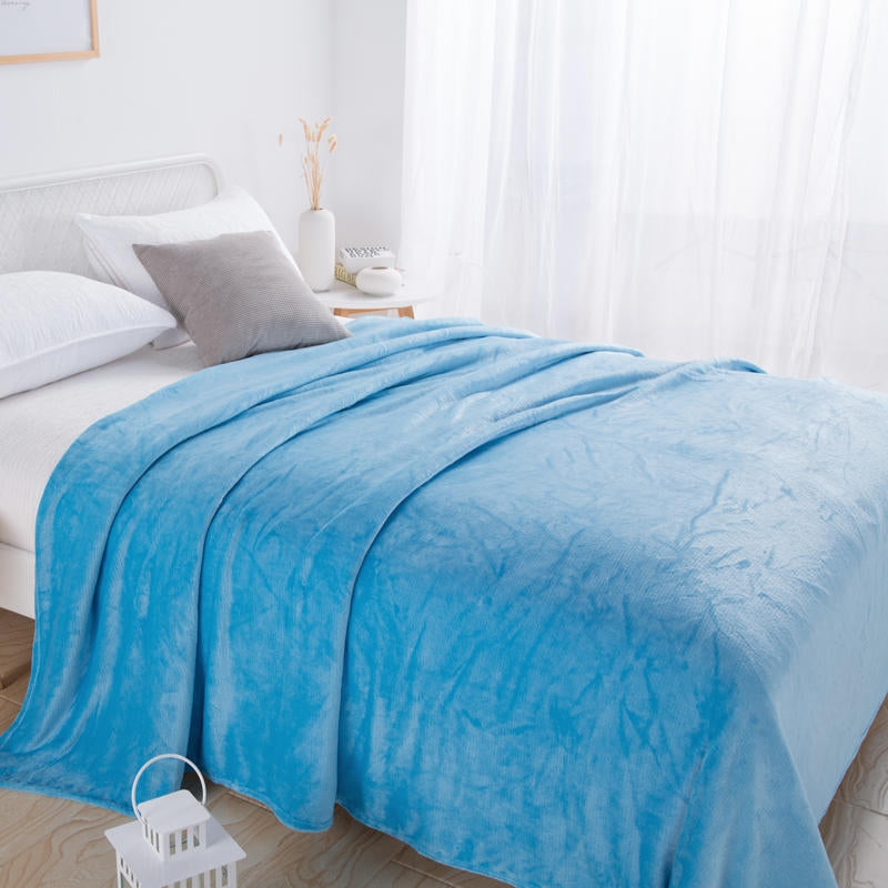 Solid Flannel Throw Blanket – Ultra Soft Lightweight Sofa & Bed Throw – image 7