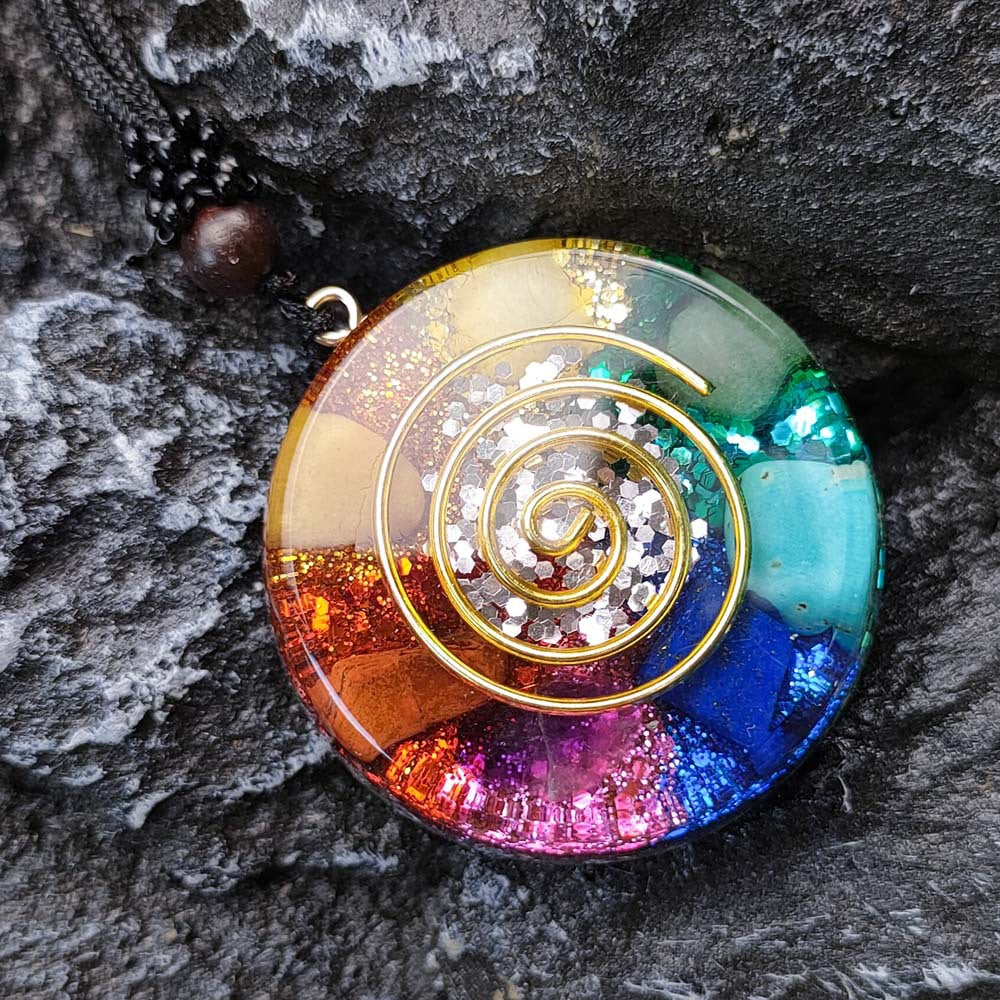 Chakra Multicolor Onyx Jade Pendant Necklace – image 4