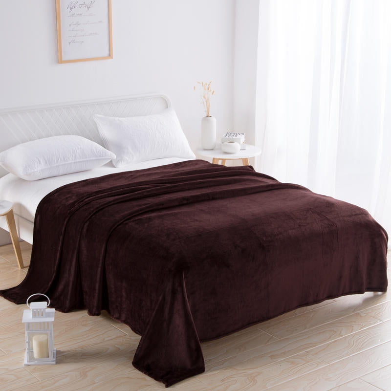 Solid Flannel Throw Blanket – Ultra Soft Lightweight Sofa & Bed Throw – main image