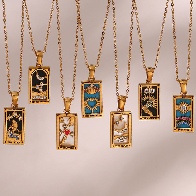 Fashion Tarot Necklace With Rhinestones Diamond Set – image 7