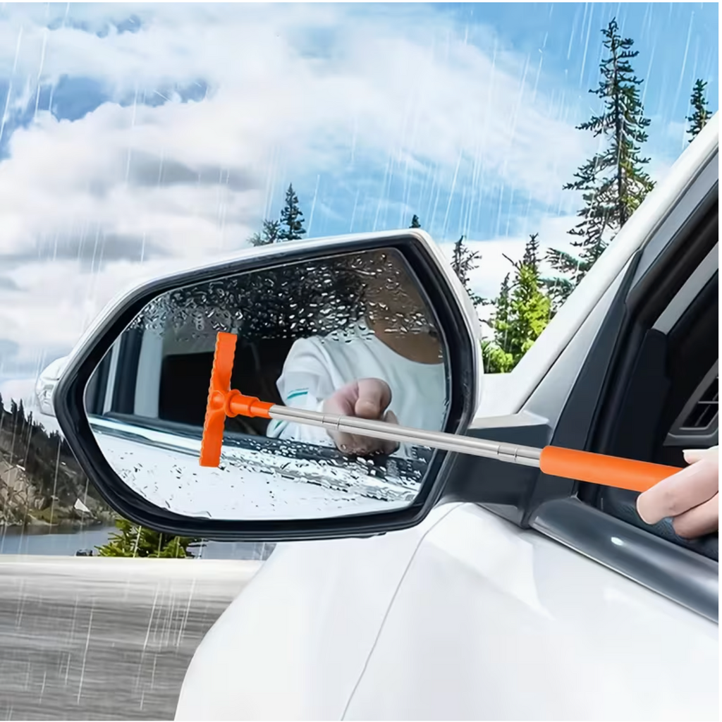 1pc Portable Water Scraper for Rearview Mirror – Sponge Cleaner with Extendable Window Cleaning Brush